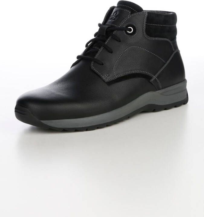 Naturl ufer Hoge veterschoen van stevig leer Zwart Schoenen