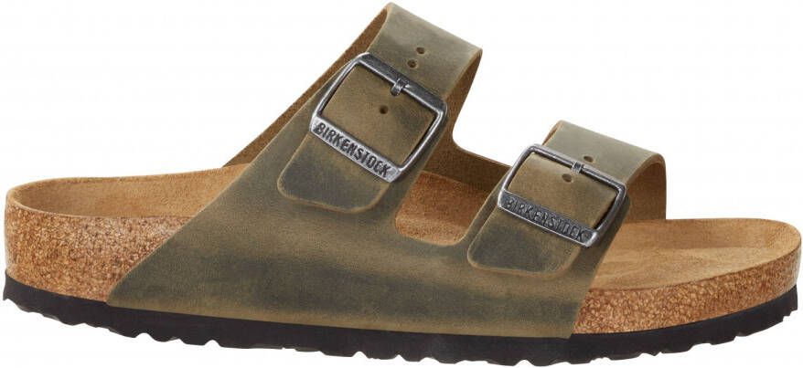 Birkenstock Slipper Arizona 1019313 Khaki Groen Vet Leer Normaal Zacht Voetbed