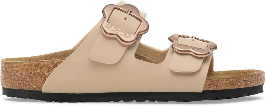 Birkenstock Kid's Arizona Flower Buckle Birko-Flor Sandalen Narrow beige