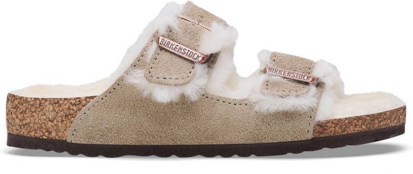 Birkenstock Kid's Arizona Suede Shearling Sandalen Narrow beige