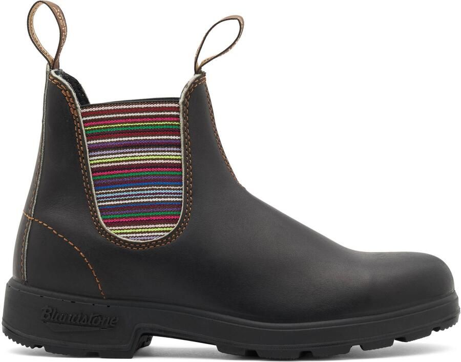 Blundstone Chelsea Stijl Enkellaarzen met Gekleurde Gestreepte Elastieken Black Dames - Foto 2