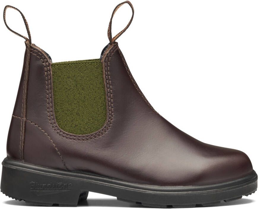 Blundstone Kid's #2394 Brown Leather With Olive Elastic Hoge schoenen grijs