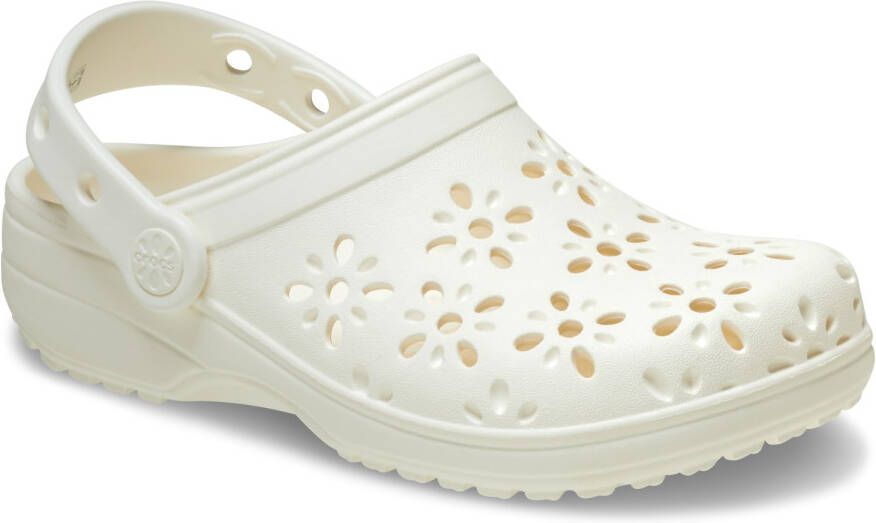 Crocs Classic Floral Cut Out Clog Sandalen beige wit
