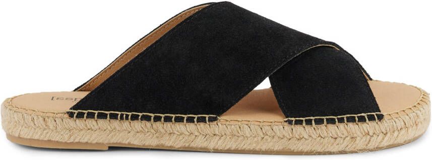 Espadrij Croisette Velour Sandalen zwart beige