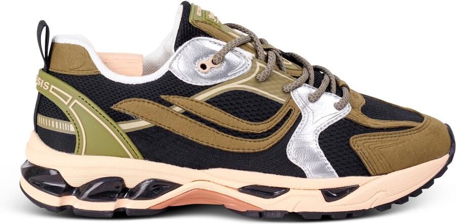 GENESIS Sneakers laag 'G-Ultra' olijfgroen zwart zilver