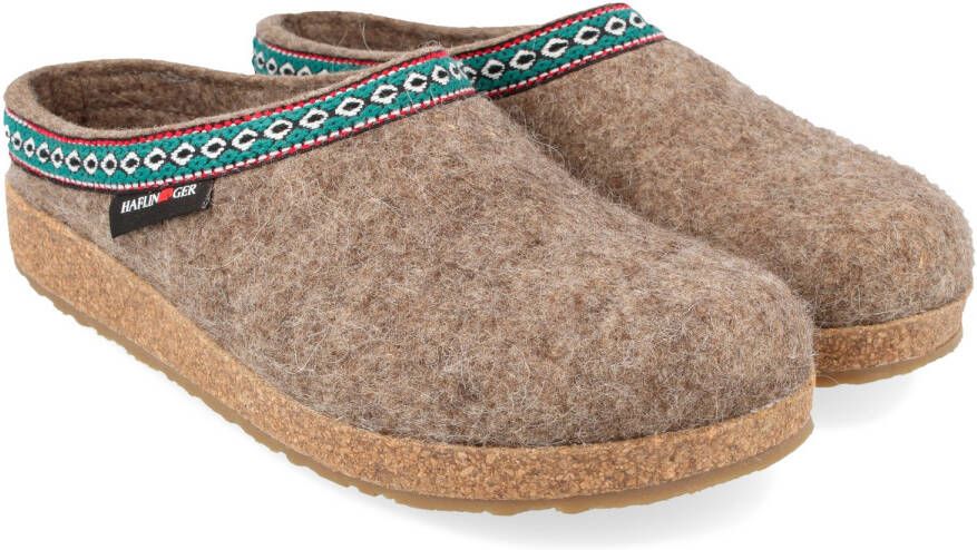 Haflinger Grizzly Franzl Pantoffels bruin beige