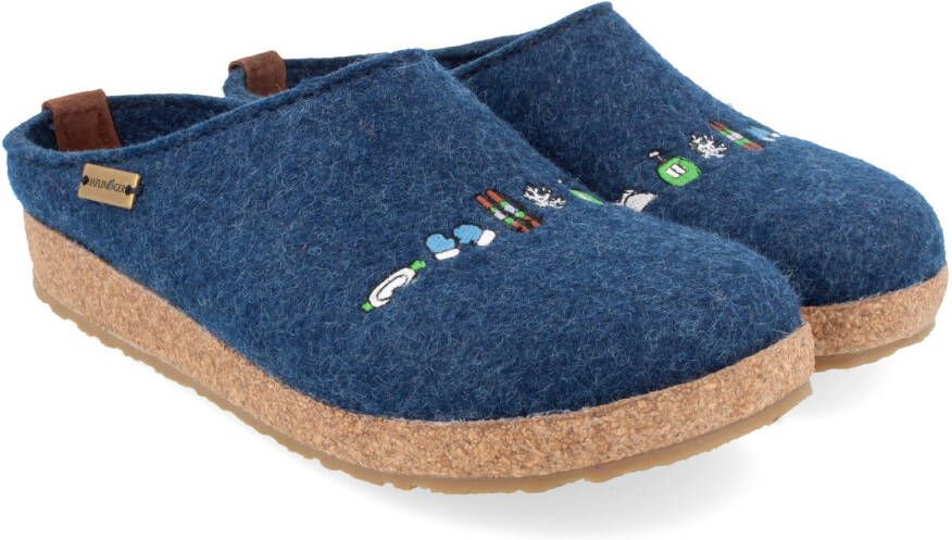 Haflinger Grizzly Pistenglück Pantoffels blauw