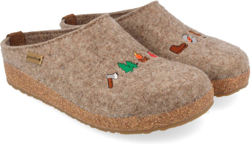 Haflinger Grizzly Wanderlust Pantoffels beige