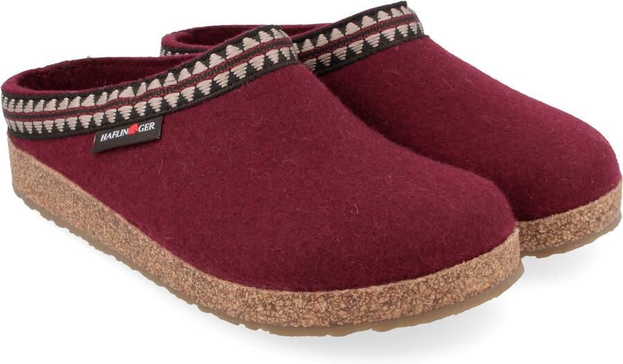 Haflinger Grizzly Lucky Pantoffels rood