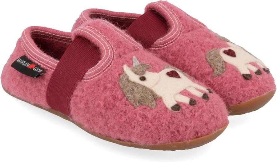 Haflinger Kid's Everest Unicorn Pantoffels roze
