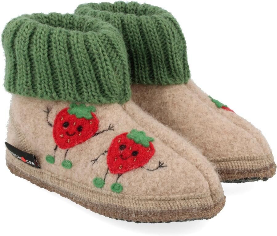 Haflinger Kid's Hüttenschuh Erdbeere Pantoffels beige
