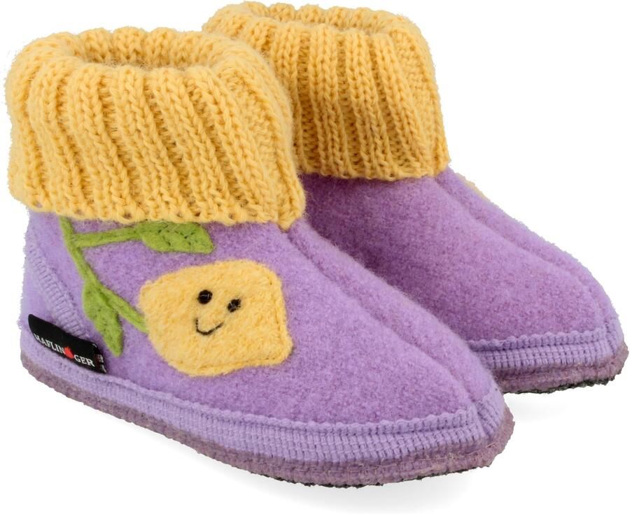 Haflinger Kid's Hüttenschuh Zitrone Pantoffels purper