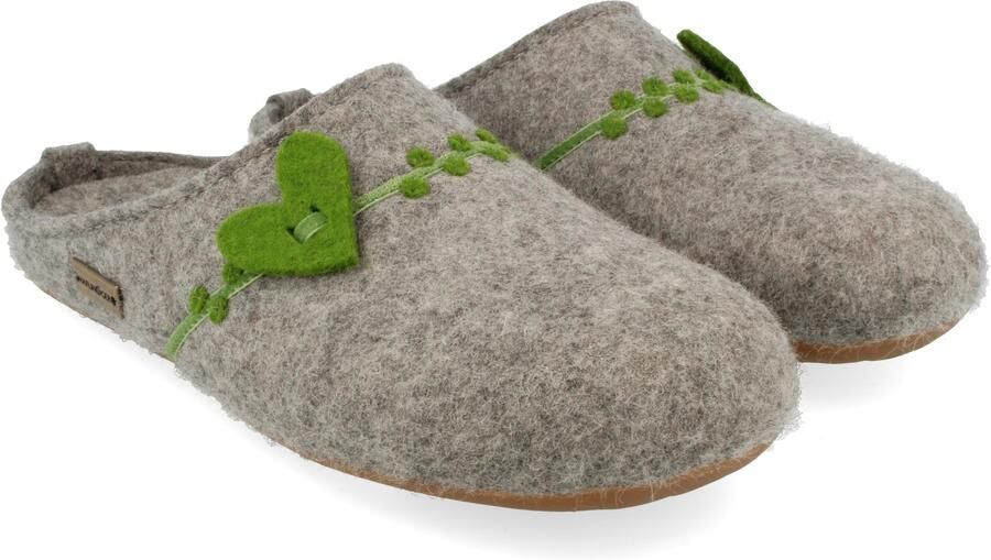 Haflinger Women's Everest Coeur Pantoffels grijs