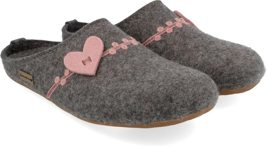 Haflinger Women's Everest Coeur Pantoffels grijs