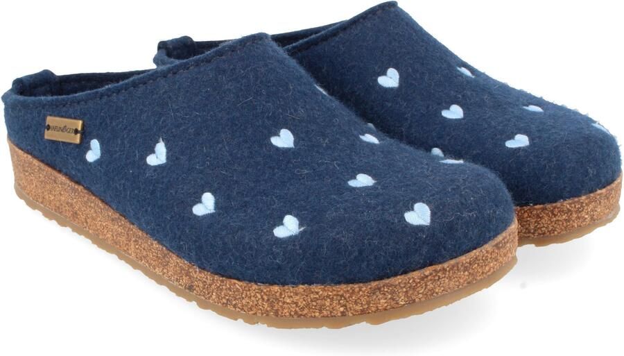 Haflinger Women's Grizzly Cuoricini Pantoffels blauw