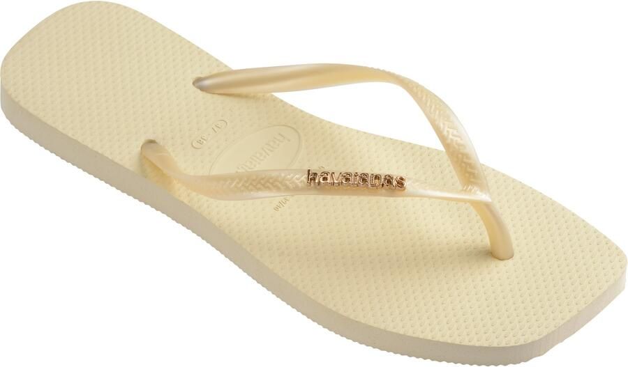 Havaianas Slim Square Logo Metallic Flip Flops Dames Crème- Dames Crème