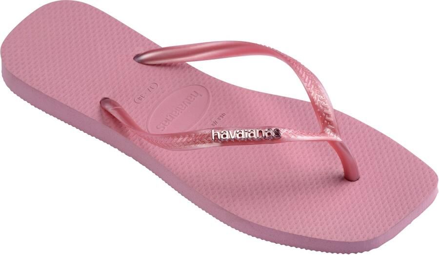 Havaianas Slim Square Logo Metallic Flip Flops Dames Roze- Dames Roze