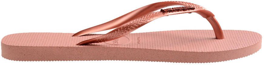 Havaianas Women's Slim Logo Metallic Sandalen roze bruin