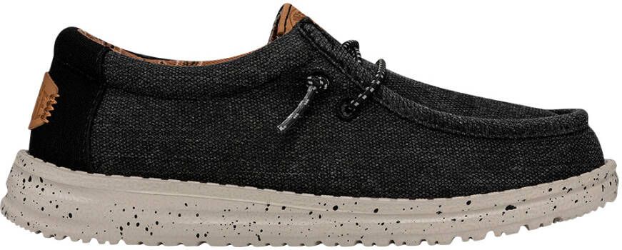 HeyDude Kid's Wally Washed Canvas Sneakers zwart