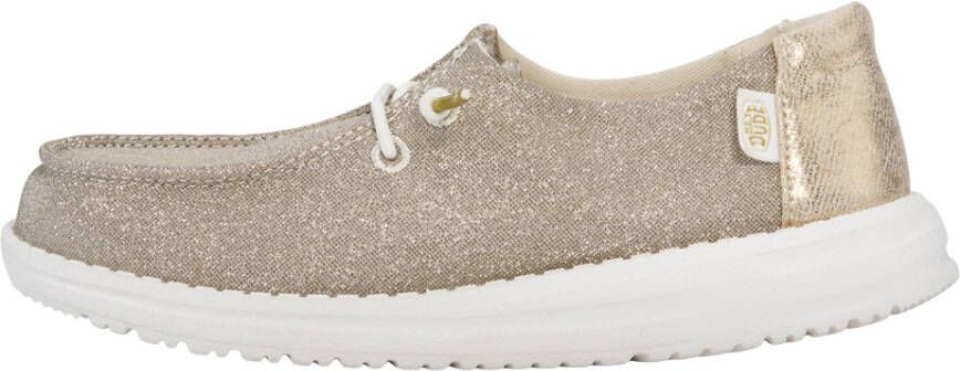 HeyDude Kid's Wendy Metallic Sparkle Sneakers beige