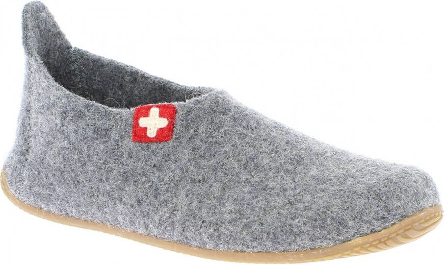 Living Kitzbühel Kid's Slipper Schweizer Kreuz Pantoffels grijs