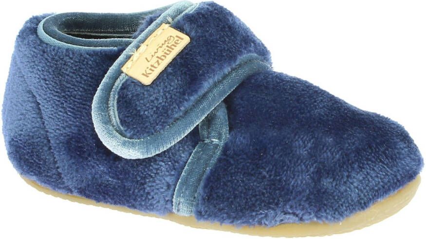 Living Kitzbühel Baby's Klettschuh Samt Unifarben Pantoffels blauw