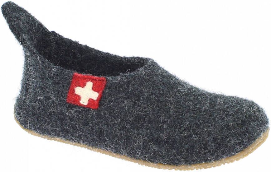 Living Kitzbühel Kid's Slipper Schweizer Kreuz Pantoffels grijs - Foto 2