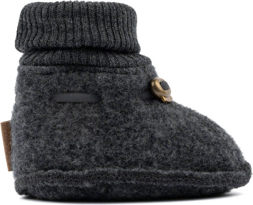 Mikk-Line Kid's Wool Footies Pantoffels zwart grijs