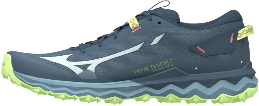 Mizuno Wave Daichi 7 Trailrunningschoenen Orion Blue Misty Blue Neo Lime Heren - Foto 4