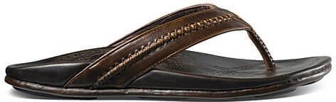 Olukai Mea Ola Slipper Heren leren slippers Dark Java Dark Java