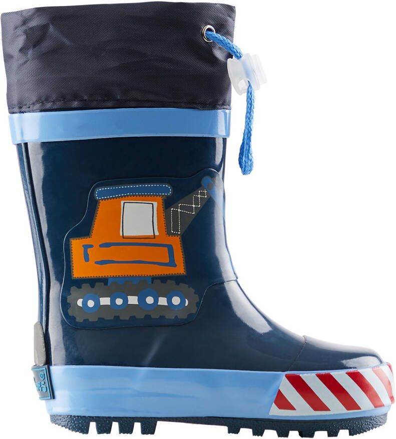 Playshoes Construction regenlaarzen met print donkerblauw
