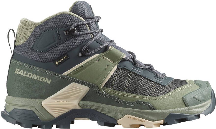 Salomon Women's X Ultra 5 Mid GORE-TEX Wandelschoenen grijs olijfgroen
