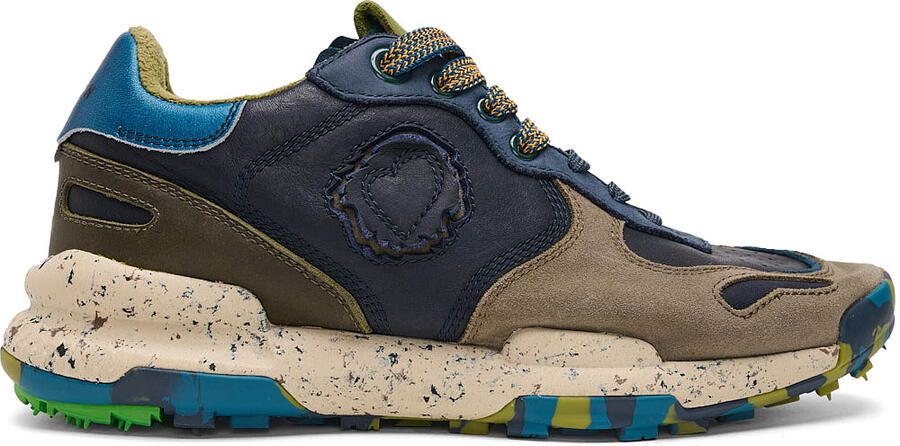 Satorisan Chacrona Pull Up Casual Sneakers Mannen Vintage Leer Sneakers Kleur Navy