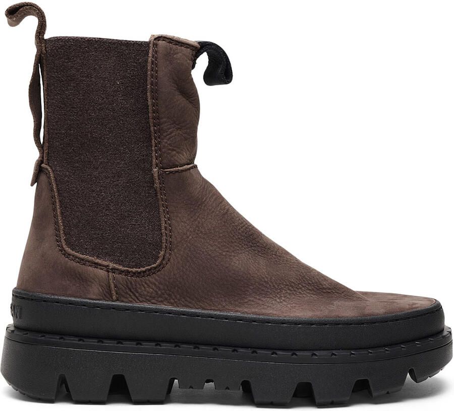 Satorisan Unalome Elastics Premium Enkel Laarzen Vrouwen Vintage Leer Laarzen Kleur Dark Brown