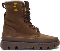 Satorisan Unalome Laces Premium Wool Enkel Laarzen Vrouwen Vintage Leer Laarzen Kleur Mid Brown