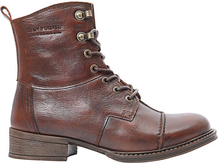 Ten Points Women's Pandora Lace Boots Tanned Leather Hoge schoenen bruin