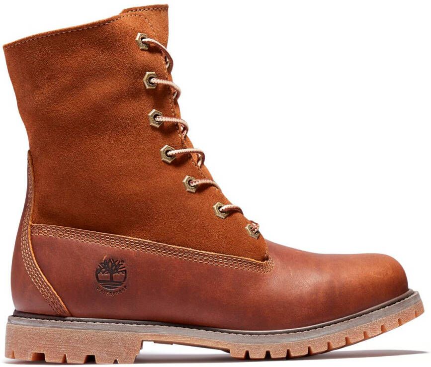 Timberland Women's Authentic Mid Warm Lined Waterproof Boot Winterschoenen rood bruin