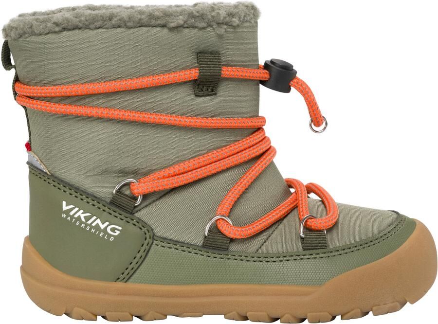 Viking Kid's Birch Barefoot Warm WP Pull-On Winterschoenen olijfgroen