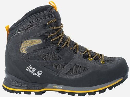 Jack Wolfskin Force Crest Texapore Mid Men Waterdichte trekkingschoenen Heren 45.5 zwart black burly yellow XT