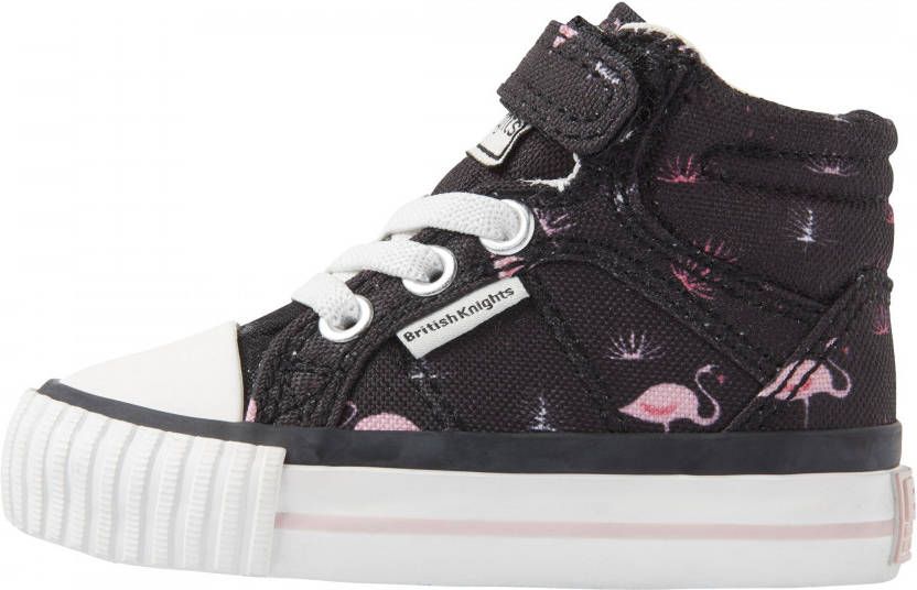 British Knights Dee baby meisjes hoge sneakers flamingo print zwart