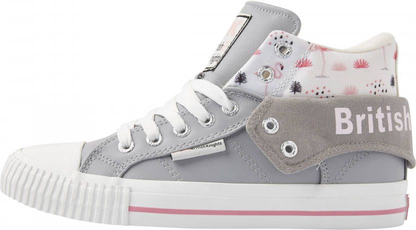 British Knights Roco hoge dames sneakers flamingo print licht grijs
