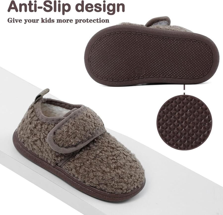 1-5 Jaar Baby Peuter Slippers Warme Sherpa Fleece Voering Indoor Outdoor Kleine Kinderen Winter Schoenen