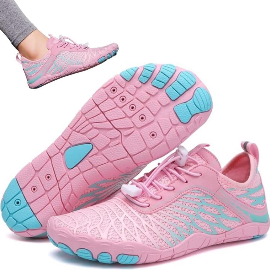 1 paar Wandelschoenen op blote voeten Ademende antislip sportschoenen Waterschoenen met brede neus Strandschoenen Ademend Antislip Roze Geschikt voor buitensporten fitness