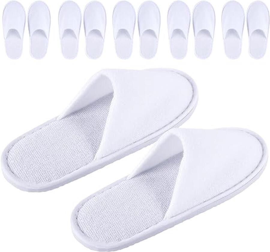 10 paar Draagbare reisslippers Gastenslippers Geschikt voor hotels sauna's spa's en gasten Wit