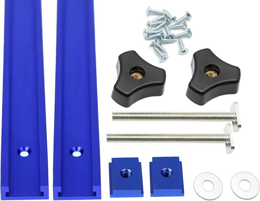 2-delige set aluminium T-profiel 300 mm met M8 schroefdraad M8 schroeven met knop zelfsnijdende schroeven voor houtbewerkingssjablonen