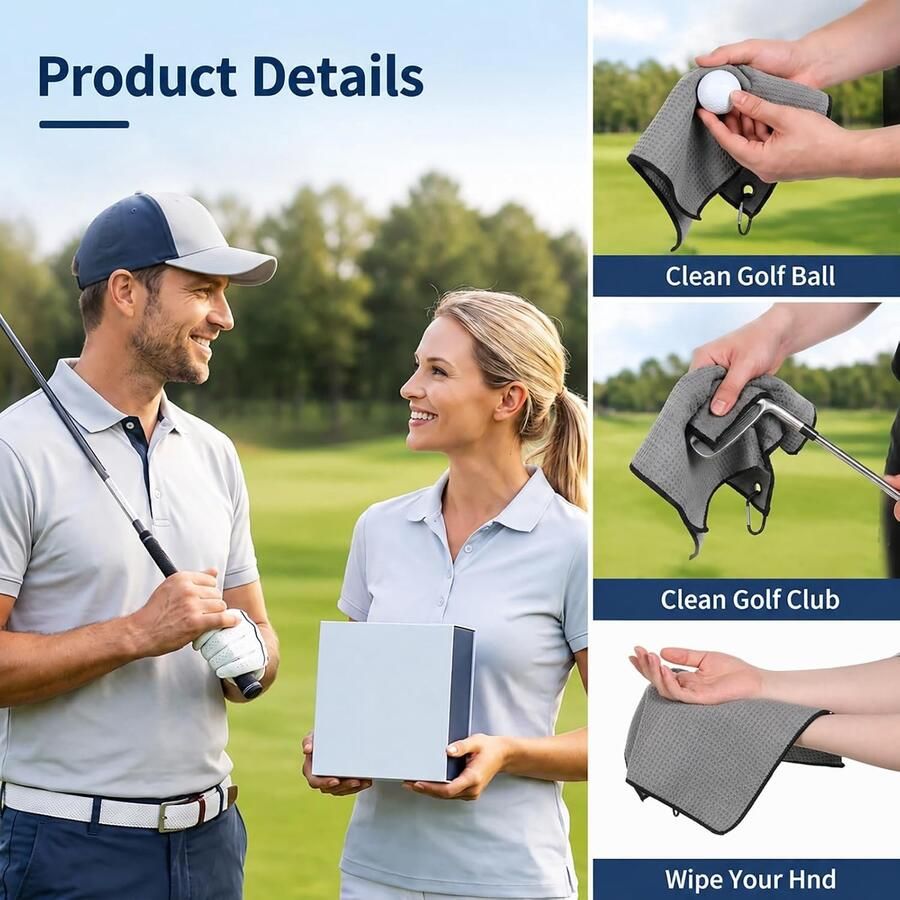 2 Golfhanddoeken drievoudig gevouwen
