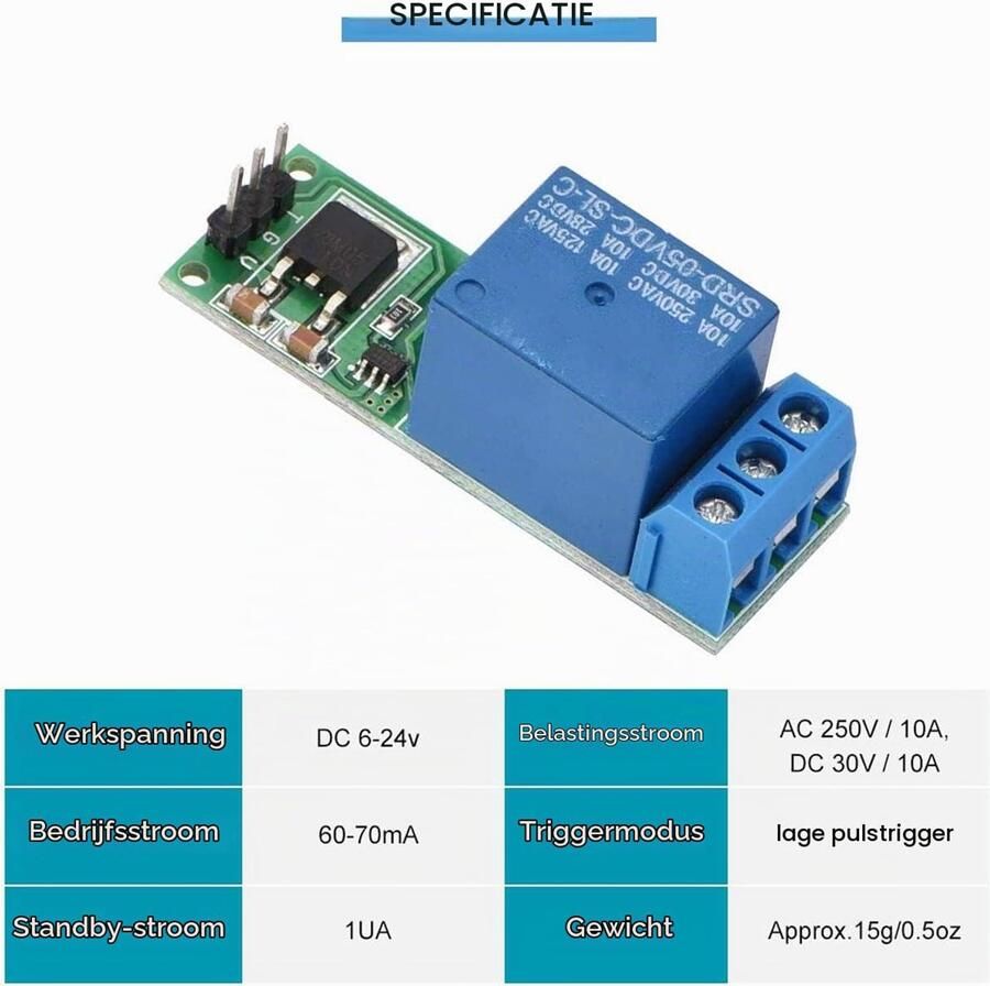 2 stuks D V Low Pulse Trigger Board Bistabiele zelfborgende schakelaar flip-flop relais low-pulse-triggerplaat met -kabel