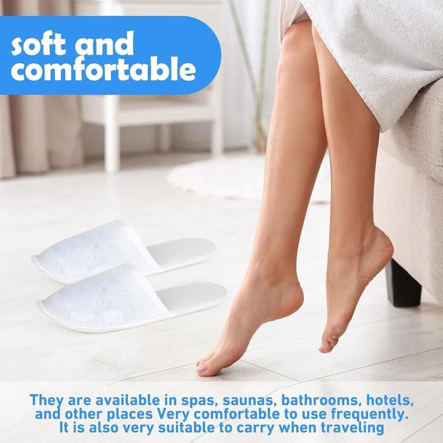 20 Paar Wegwerpslippers voor Gasten Comfortabele Terry Slippers met Antislipzool voor Hotels en Spa's - Foto 1