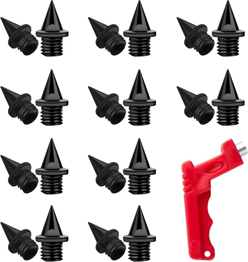 20 stuks 6.35mm (1 4 inch) Track Spikes met Vervangende Spike Sleutel van RVS voor Schoenen voor Verspringen en Sprinten (Zwart)