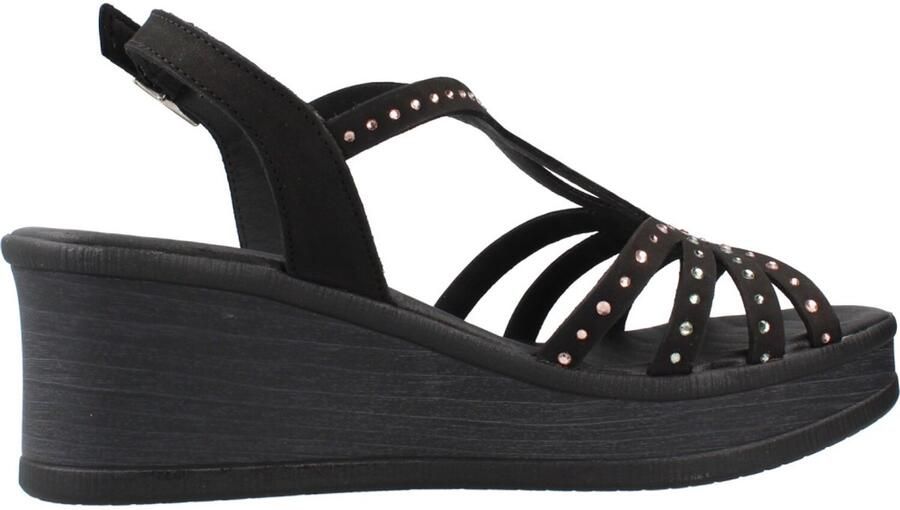24 Hrs Sandalen met sleehak 26792 Nobuck Negro